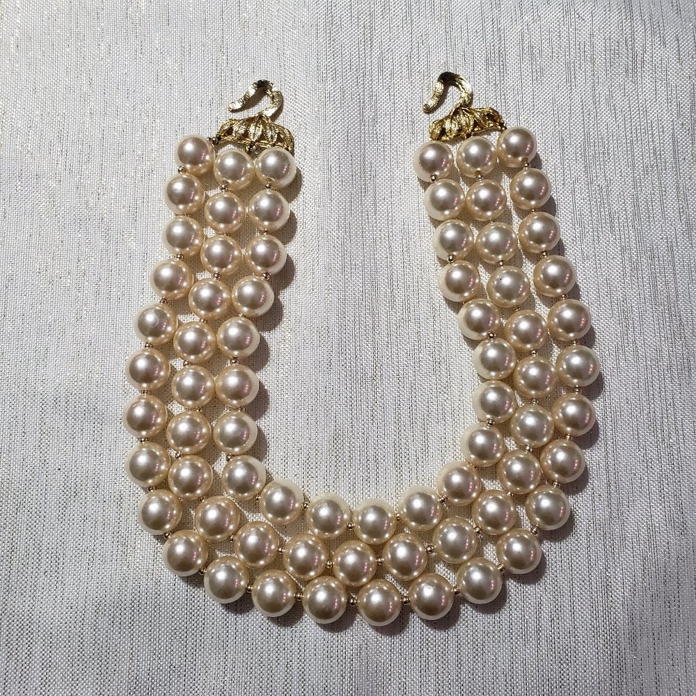 Vintage Necklace Pearls. The faux "pearls" are the size of a dime. 17" long.
